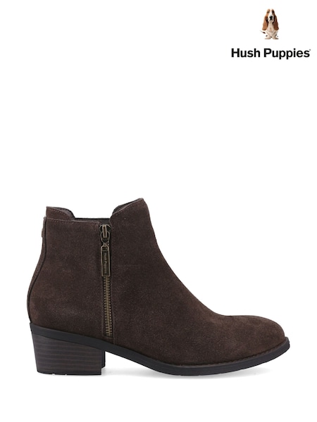 Brown - Hush Puppies Ingrid Zip Boots