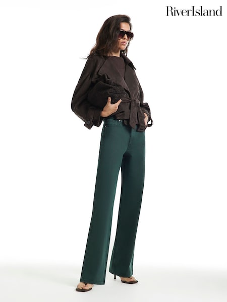 Green - River Island Relaxed Fit Straight Leg Jeans