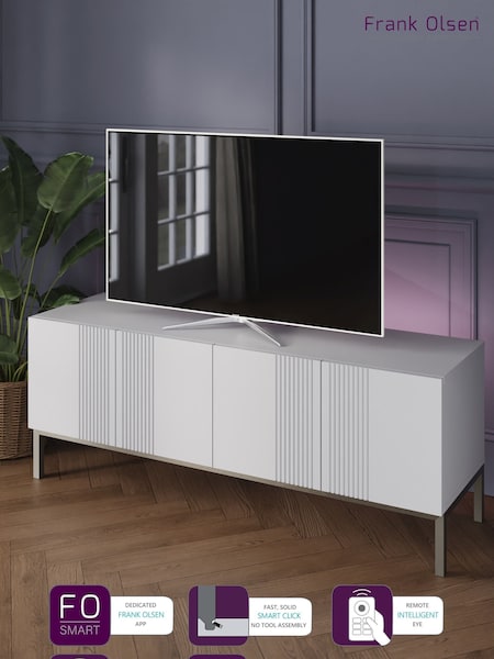 Frank Olsen White Iona 4 Door Large TV Unit with Smart Feature (214814) | £460