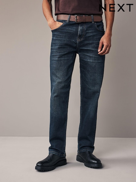 Blue Washed Straight Fit Belted Authentic Jeans (215124) | £45