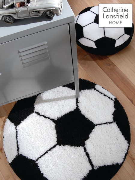 Catherine Lansfield White Football Shaped Rug (215283) | £16