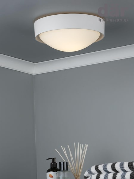 Dar Lighting White Beta Bathroom Flush Fitting Ceiling Light (215361) | £35