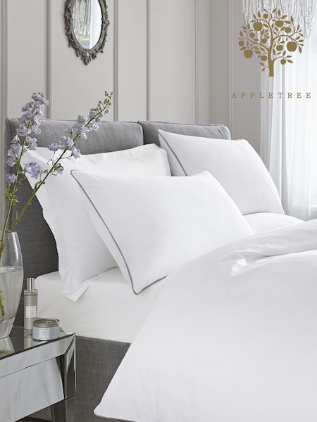 Appletree White Plain Dye 100% Cotton Duvet Cover and Pillowcase Set (215690) | £35 - £60