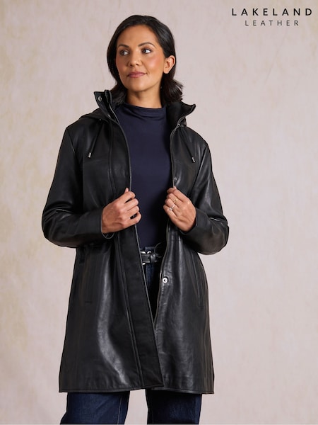Black - Lakeland Leather Arndale Hooded Coat
