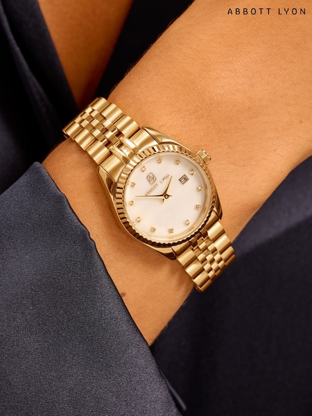 Gold Plated - Abbott Lyon Mini Pearl Belgravia 18ct Watch