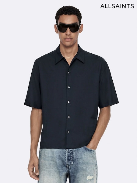 Blue - Regular Allsaints Archer Short Sleeve Shirt