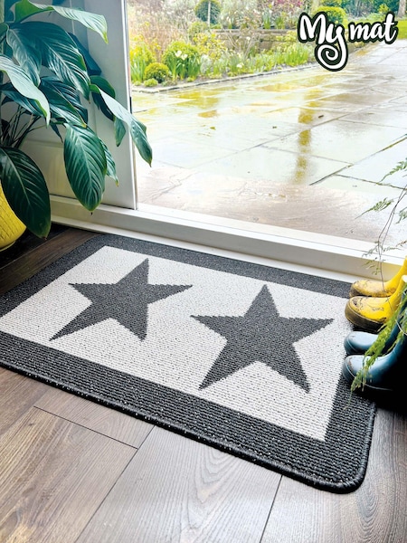 My Mat Charcoal Grey Utility Star Washable Non Slip Doormat (216976) | £27 - £53