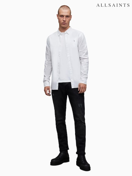 AllSaints White Hawthorne Long Sleeved Shirt (217159) | £99