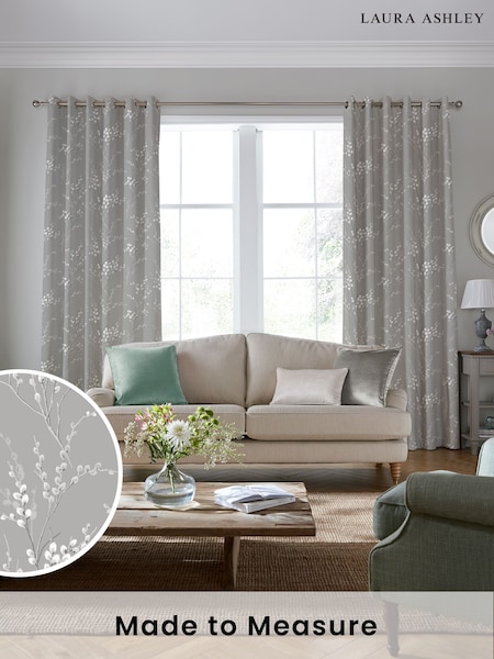 Laura Ashley Steel Pussy Willow Made to Measure Curtains (217265) | £119