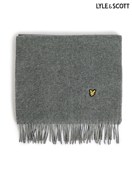 Grey - Regular Lyle & Scott Plain Lambswool Scarf