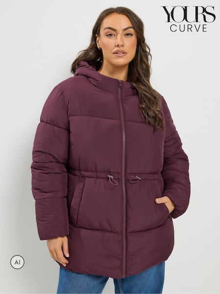 Red - Yours Curve Short Padded Jacket