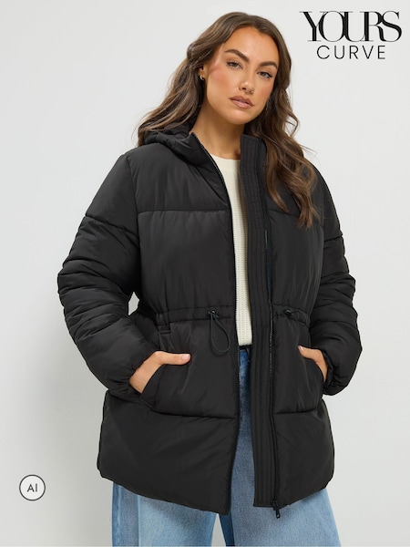 Black - Yours Curve Short Padded Jacket