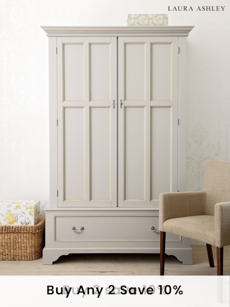 Laura Ashley Dove Grey Clifton Double 1 Drawer Wardrobe (217605) | £1,600