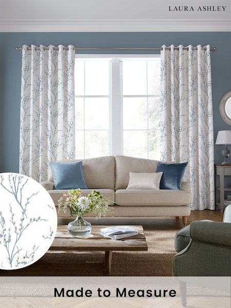 Laura Ashley Blue Pussy Willow Made to Measure Curtains (217902) | £119