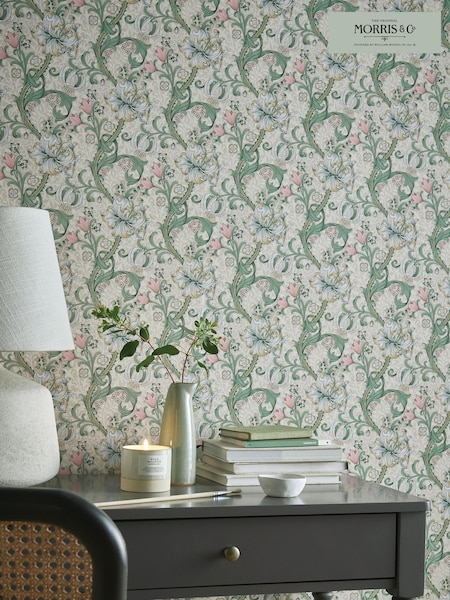 Morris & Co Linen Blush Golden Lily 10.05M Wallpaper (217940) | £44