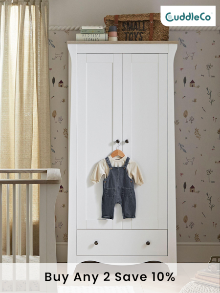 CuddleCo White Ash Clara 2 Door Nursery Wardrobe (218199) | £399