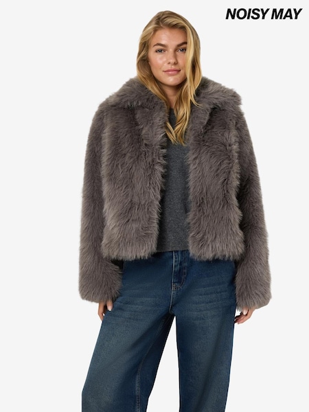 Grey - Noisy May Fur Jacket