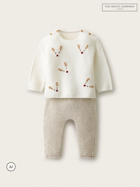 White - The White Company Blend Jingles Embroidered Jumper & Leggings Set