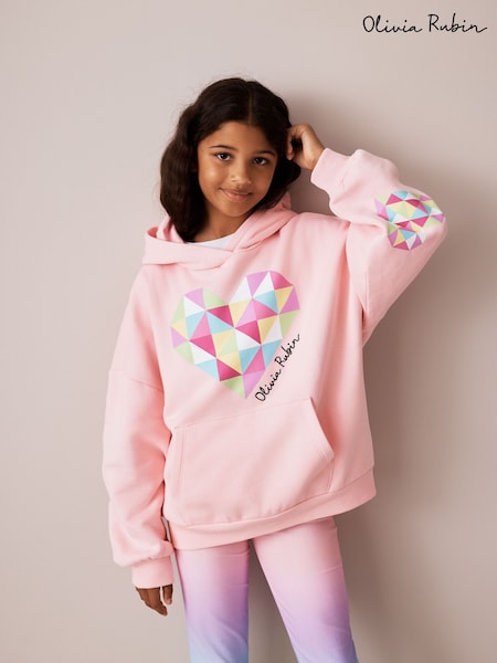 Pink - Olivia Rubin Oversized Heart Tile Graphic Hoodie