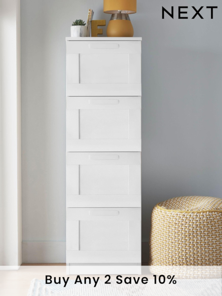 White Flynn 4 Drawer Tall Chest of Drawers (219413) | £199