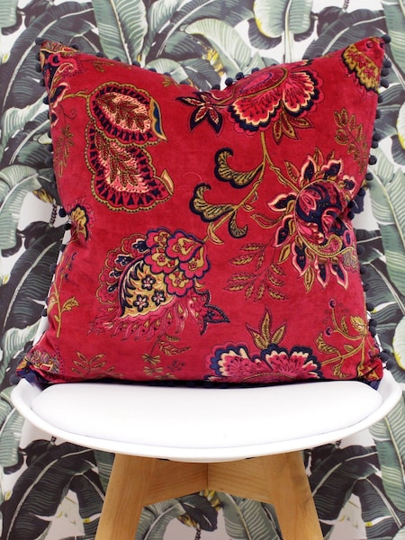 Riva Paoletti Pomegranate Pink Malisa Paisley Pattern Polyester Filled Cushion (219929) | £24