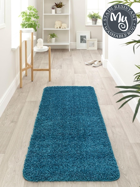 My Rug Teal Blue Washable And Stain Resistant And So Soft Textured Rug (221306) | £28 - £134