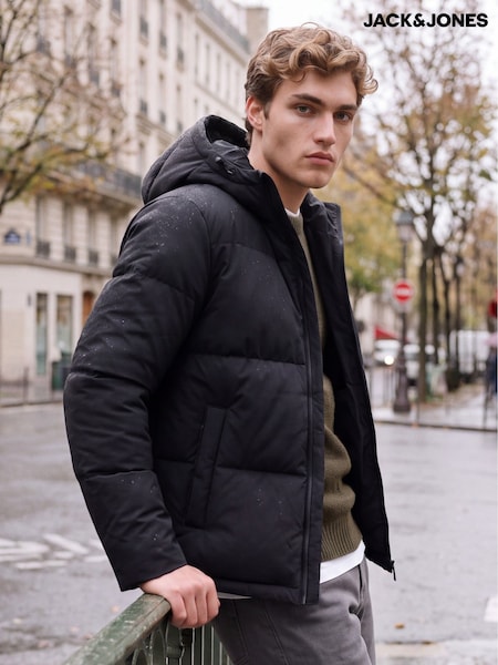 Black - Regular Jack & Jones Hooded Puffer Jacket
