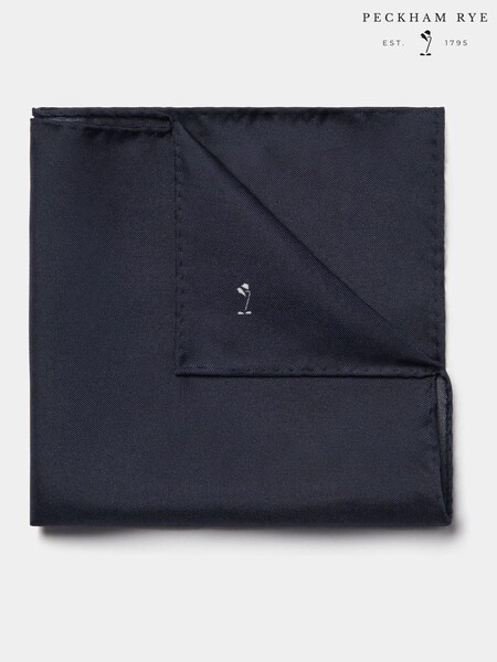 Peckham Rye Navy Blue Classic Pocket Square (221877) | £30