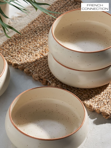 French Connection Cream Speckle Watamu Set of 4 Pasta Bowls (222009) | £42