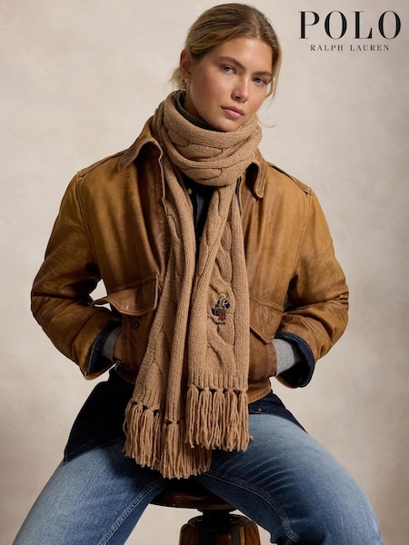 Brown - Polo Ralph Lauren Bear Wrap Scarf