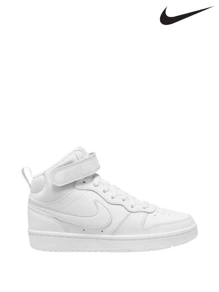 Nike White Youth Court Borough Mid Trainers (222820) | £55