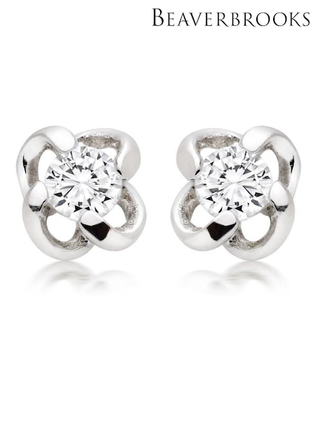 Beaverbrooks Sterling Silver Cubic Zirconia Twist Stud Earrings (222835) | £29