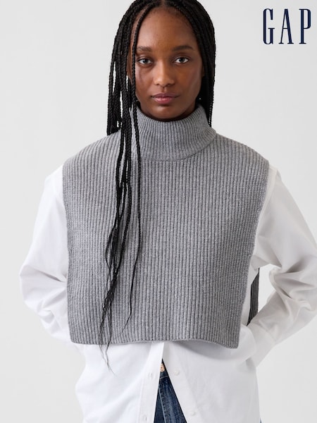 Grey - Gap Cashsoft Mock Neck Knitted Vest
