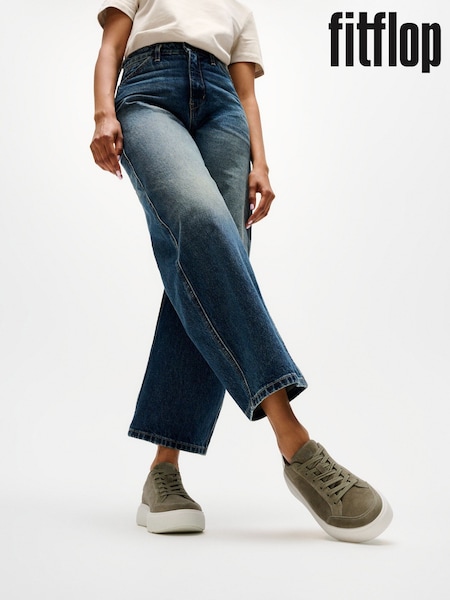 Green - Fitflop Rtg Suede Lace Up Trainers
