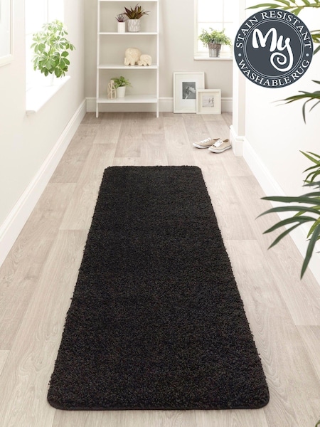 My Rug Black Washable And Stain Resistant And So Soft Textured Rug (224676) | £28 - £134