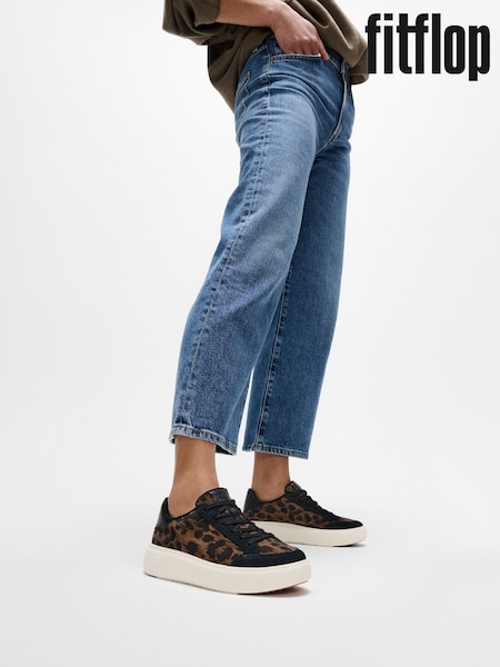 Black - Fitflop Rtg Leopard Suede Sneakers