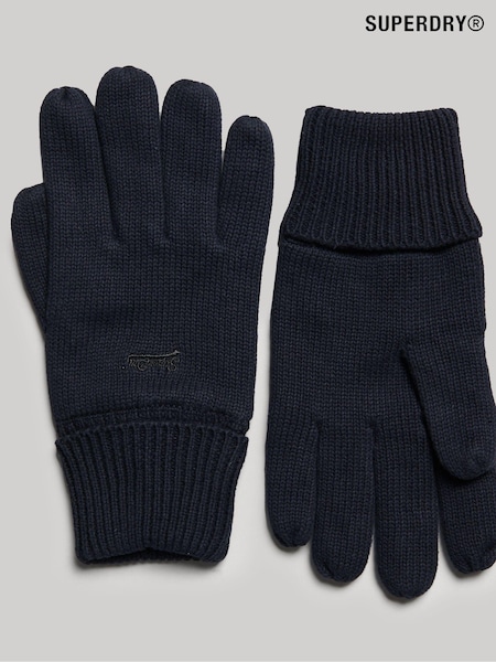 Superdry Blue Knitted Logo Gloves (225469) | £18