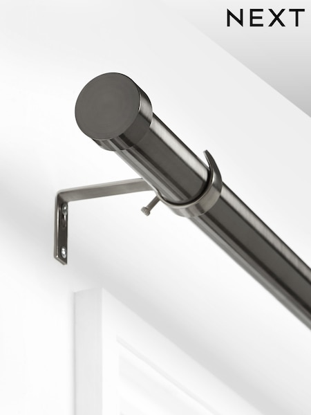 Pewter Grey Stud Finial Extendable 35mm Curtain Pole Kit (225724) | £60 - £80