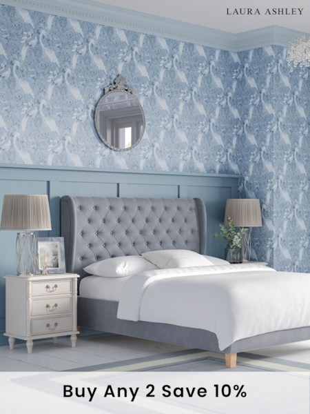 Laura Ashley Hayden Velvet Steel Grey Chatsworth Bed Upholstered (226272) | £650 - £850