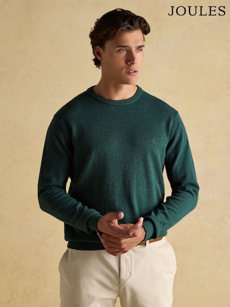 Joules Hillside Dark Green Crew Neck Knitted Jumper (227016) | £39.50