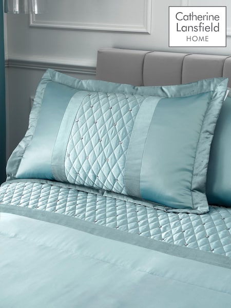 Catherine Lansfield Set of 2 Blue Sequin Cluster 100% Cotton Pillowcases (227177) | £28