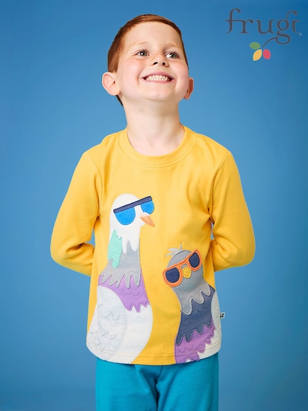 Yellow - Frugi Ebb Applique Top