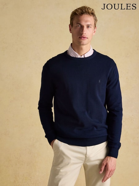 Joules Hillside Navy Blue Crew Neck Knitted Jumper (227242) | £39.50