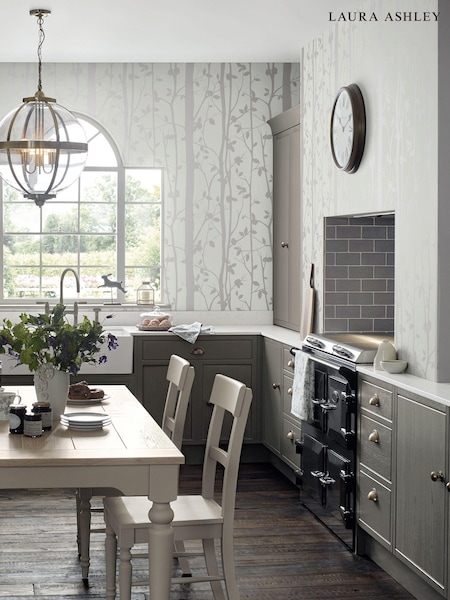 Laura Ashley White Cottonwood Pearlescent 10M Wallpaper (227360) | £48