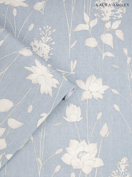 Laura Ashley Chalk Blue Dragonfly Garden 10M Wallpaper (227379) | £46