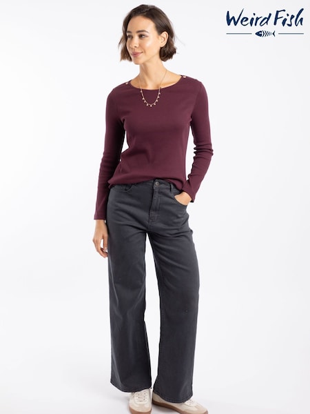 Black - Weird Fish Cora Wide Leg Denim Jeans