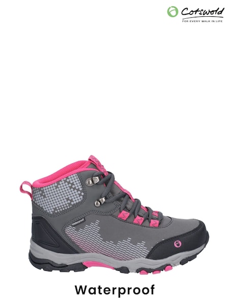 Ducklington Grey Lace-Up Hiking Waterproof Walking Boots (227821) | £43