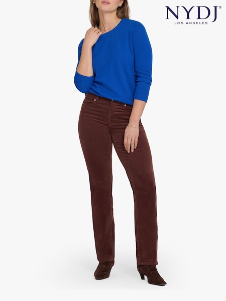 Brown - Nydj Marilyn Straight Leg In Fine Wale Stretch Corduroy Trousers