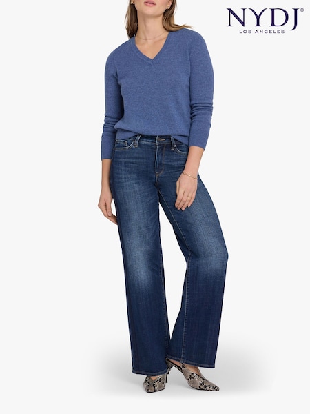 Blue - Nydj Teresa Wide Leg Jeans With Side Tuxedo Stripes