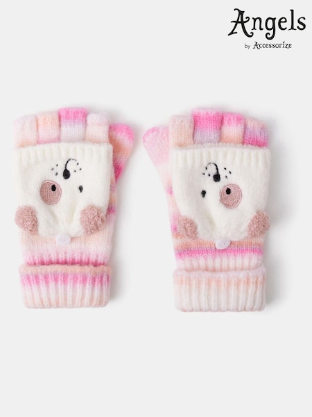 Pink - Angels By Accessorize Dog Ombré Fingerless Gloves